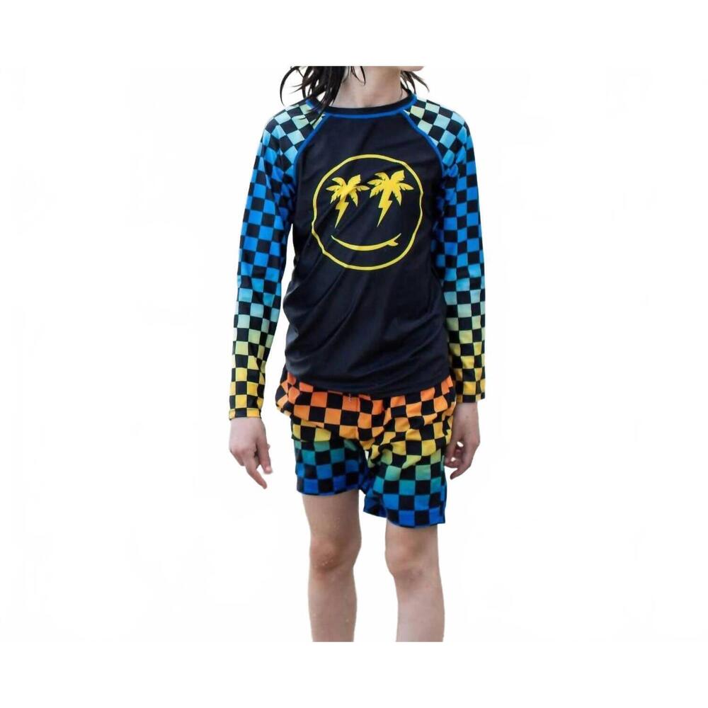 NEW APPAMAN happy surfing rash guard in gradient checkerboard - Picture 4 of 8